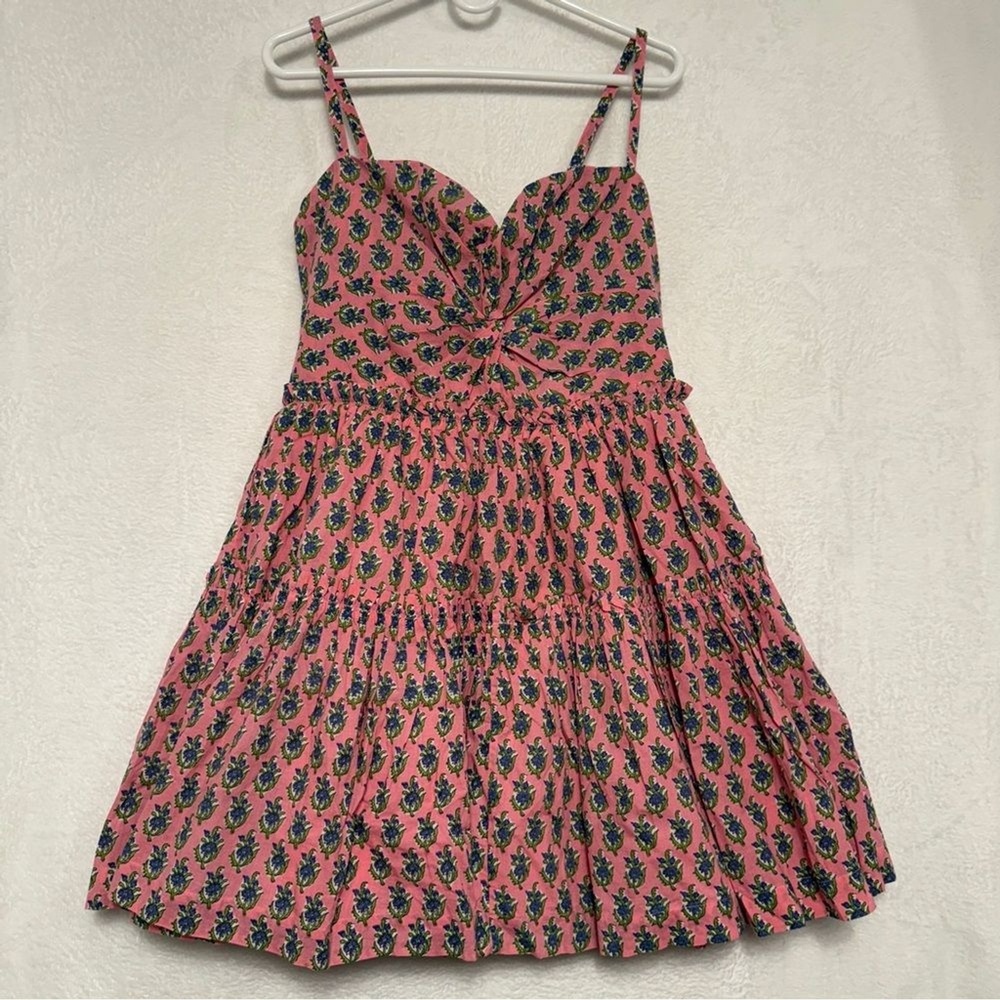 EDDY Kelsey XL Mini Dress Ultra Pink Turquoise Floral Boho Chic Whimsy Bow